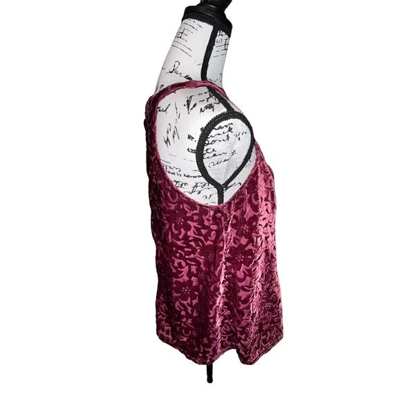 Altar’d State Vintage 90s Y2K Red Burgundy Goth‎ Vamp Velvet Floral Sleeveless M - Picture 4 of 9